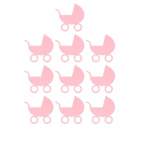 Wózek dla Dziecka Baby Shower Dekoracje Narodziny Dziecka DIY RÓŻOWY 10 szt.