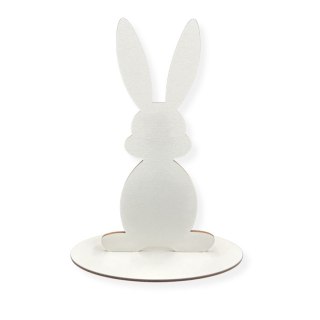Zajączek Wielkanocny na Podstawce Stojący do Dekorowania DIY HDF BIAŁY 15 CM