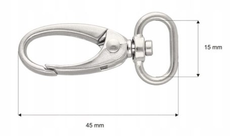 Karabińczyk Brelok Zapięcie do Torebki Torby Plecaka Kluczy Solidny 15mm