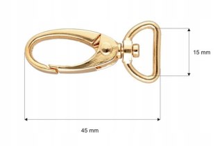 Karabińczyk Brelok Zapięcie do Torebki Torby Plecaka Solidny Złoty 15mm