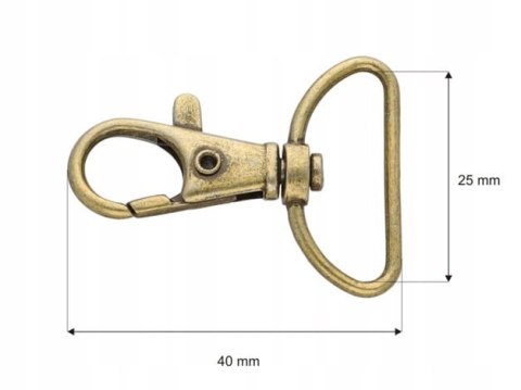 Karabińczyk Brelok Zapięcie do Torebki Torby Plecaka Stare Złoto 25mm 2szt